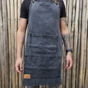 Delantal jean negro láser
