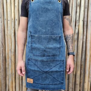 Delantal jean azul desgastado